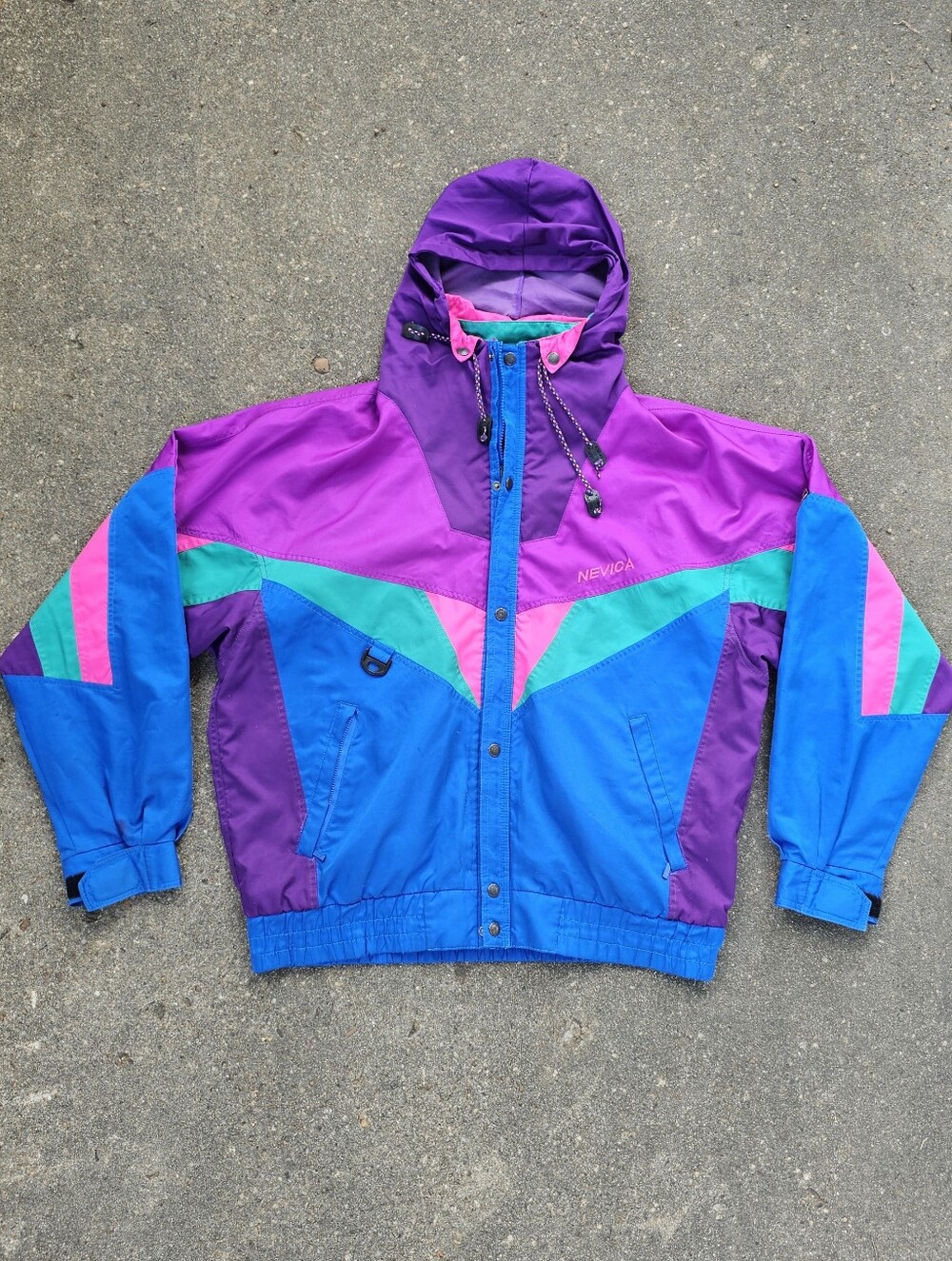 90's Vintage Nevica Interactive Ski Jacket Colorblock Neon Pink Blue Purple